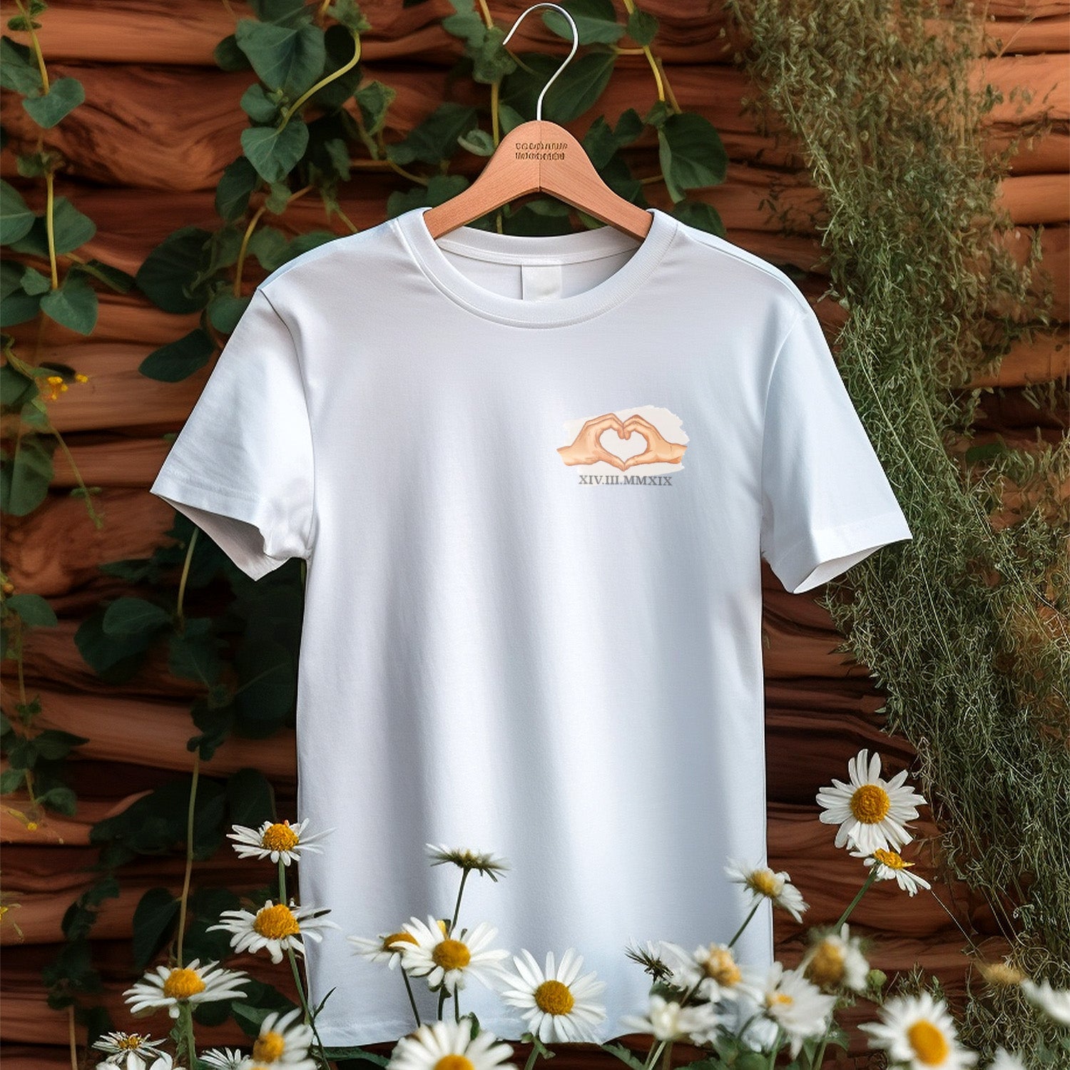 Camiseta Personalizada Con Números Romanos Y Corazón