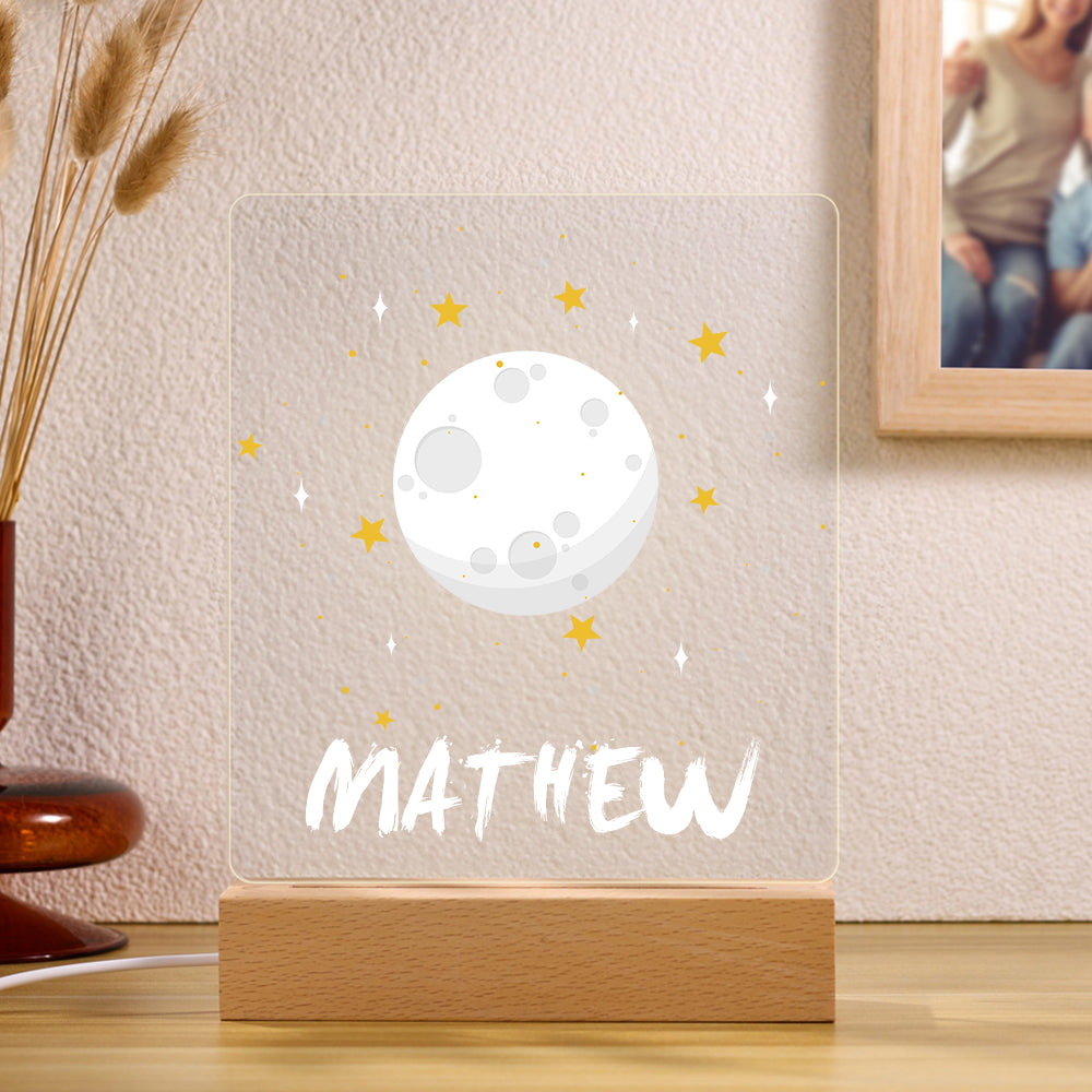 Lámpara De Noche Personalizada Con Luna Para Niños