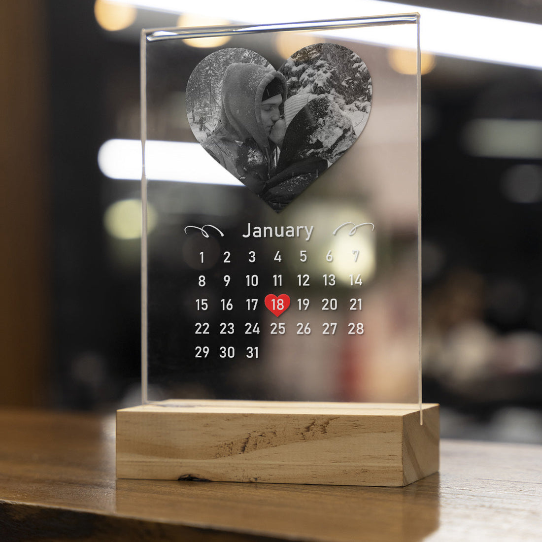 Placa Transparente Personalizada con Calendario y Foto