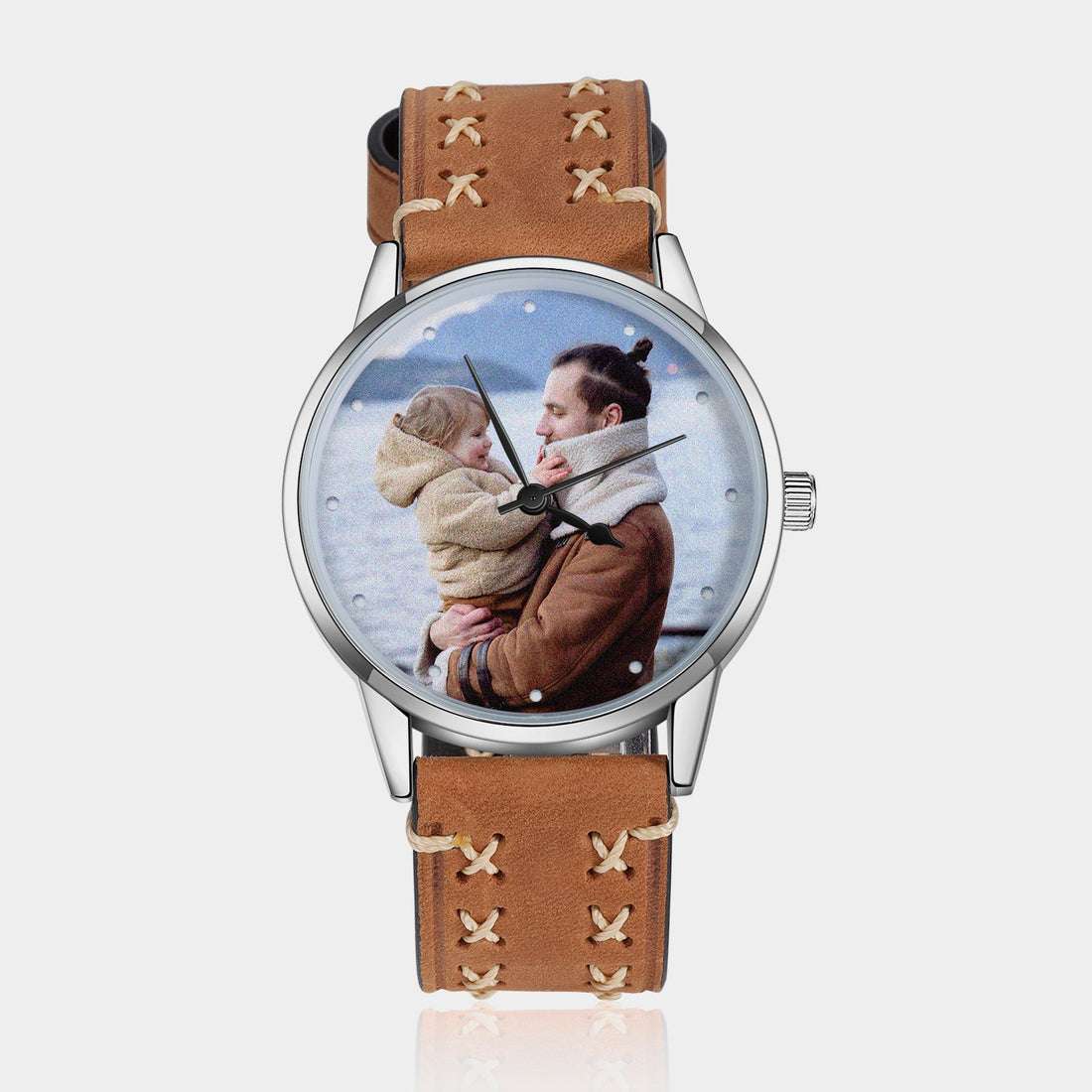 Reloj Con Foto Personalizado Correa Cuero Y Cuerda