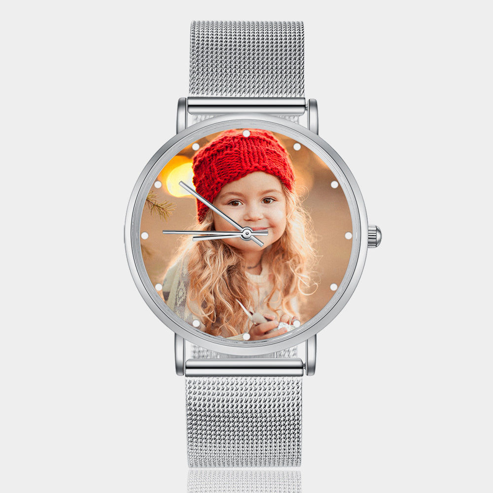Reloj Para Mujer Con Foto Personalizado Correa Metálica
