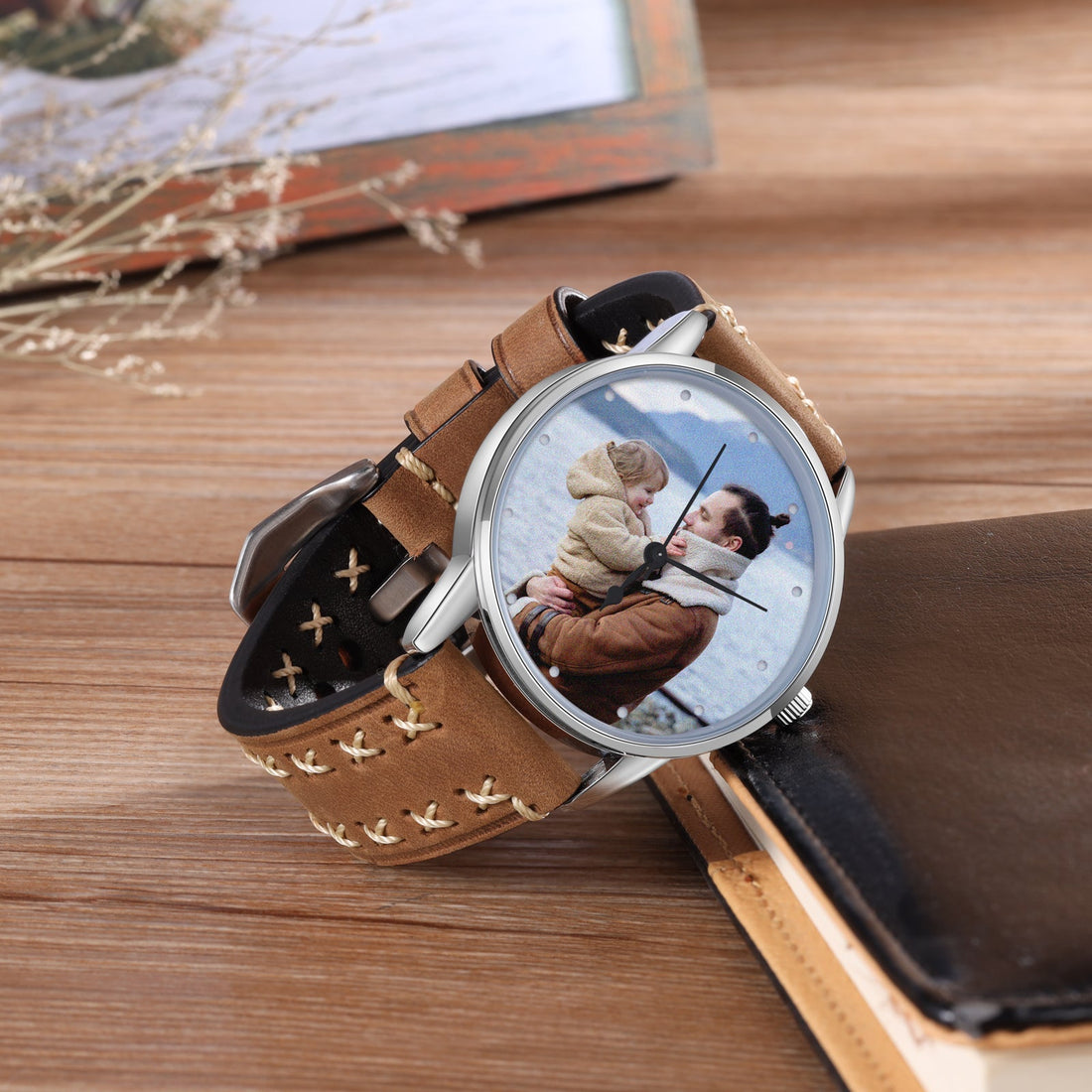 Reloj Con Foto Personalizado Correa Cuero Y Cuerda